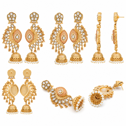 Pearl Petal Kundan Jhumkas (55639)