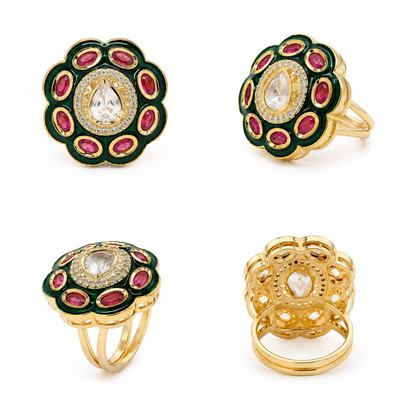 Emerald Petal Cocktail Ring (56124)