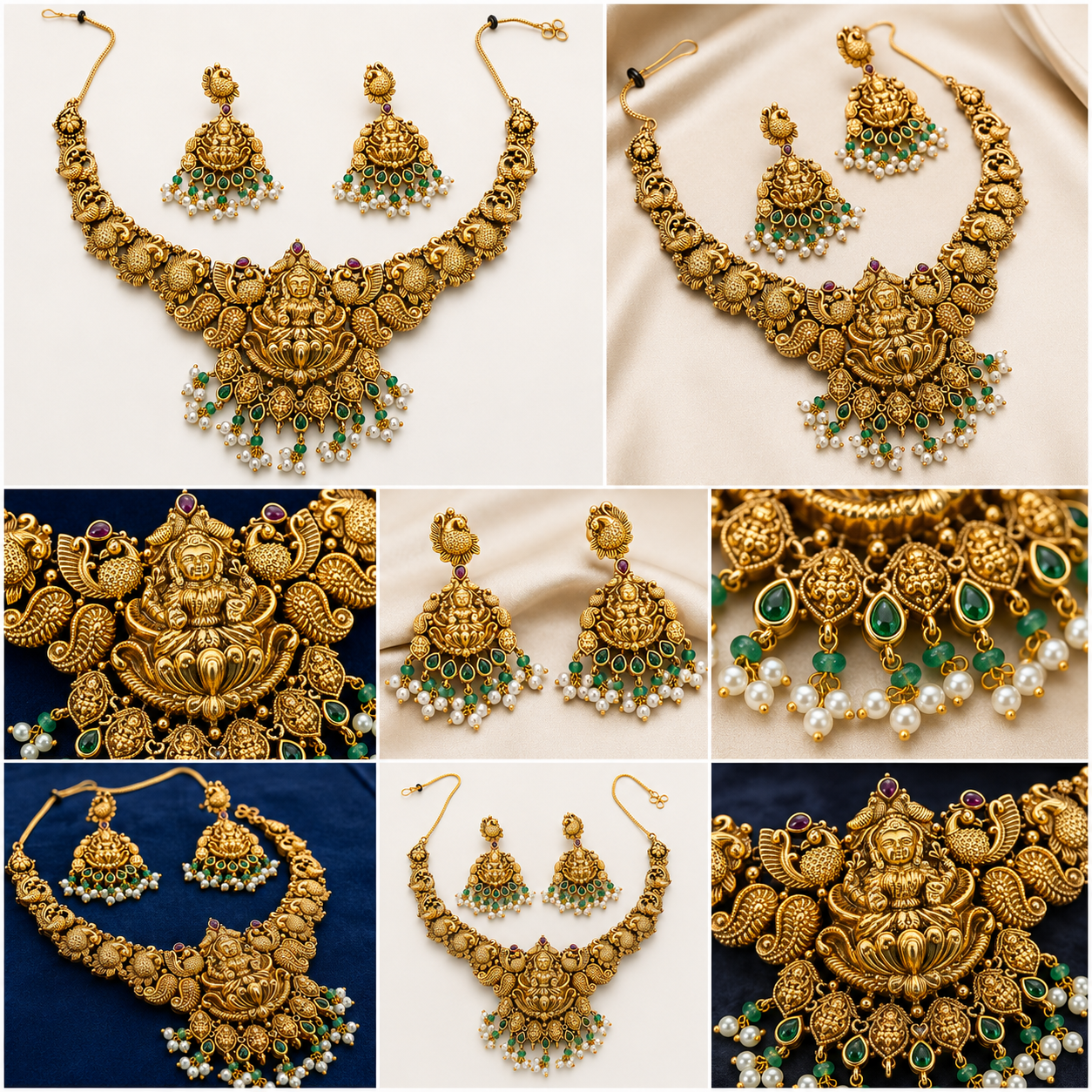 Emerald Lakshmi Jewellery Set