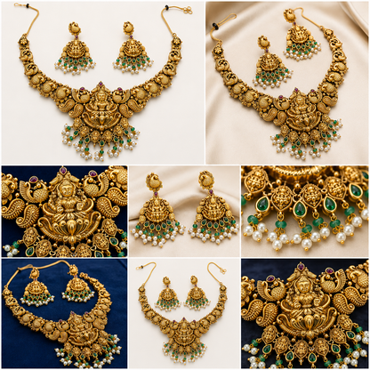 Emerald Lakshmi Jewellery Set