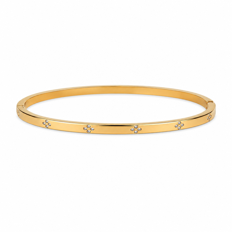 Sleek Gold-Tone Flower Motif Bracelet for Women (58751)