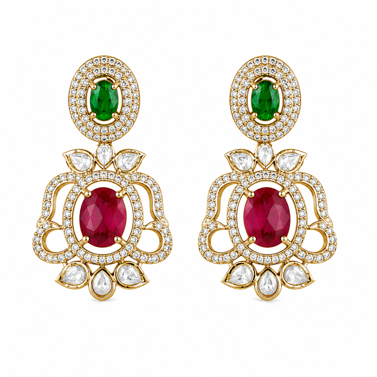 Royal Navratna Victorian Necklace Set (55123)