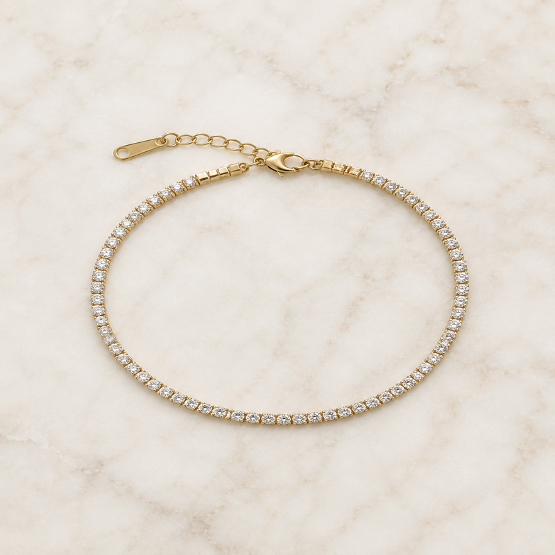 Gold-Tone Crystal Tennis Bracelet for Women (58537)