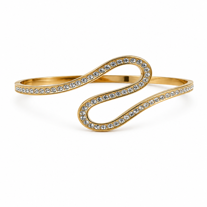 Women’s Gold-Tone Crystal Wave Cuff Bracelet (59742)
