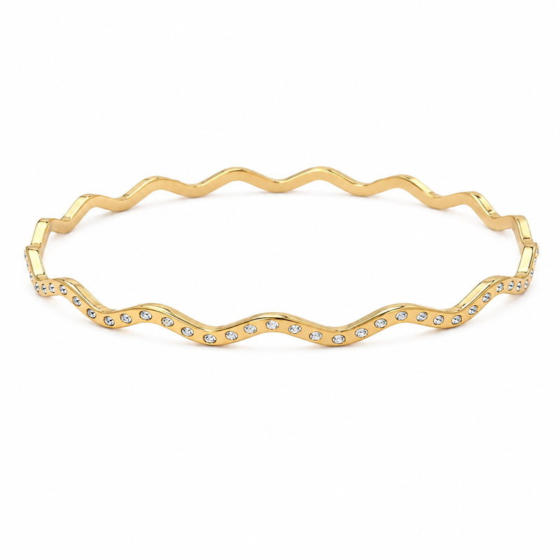 Women’s Elegant Crystal Wavy Bangle Bracelet (58735)