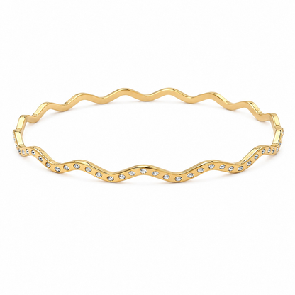 Women’s Elegant Crystal Wavy Bangle Bracelet (58735)
