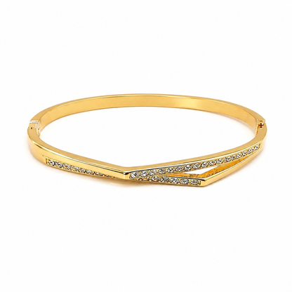 Gold-Plated Crystal V-Design Bracelet for Women (58729)