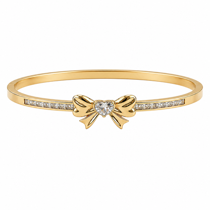 Women’s Gold Bow Crystal Bangle Bracelet (58738)
