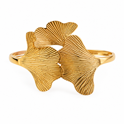 Gold Finish Fan Leaf Bracelet for Women (58748)