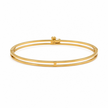 Minimal Gold-Tone Two Stone Bangle Bracelet for Women (58752)