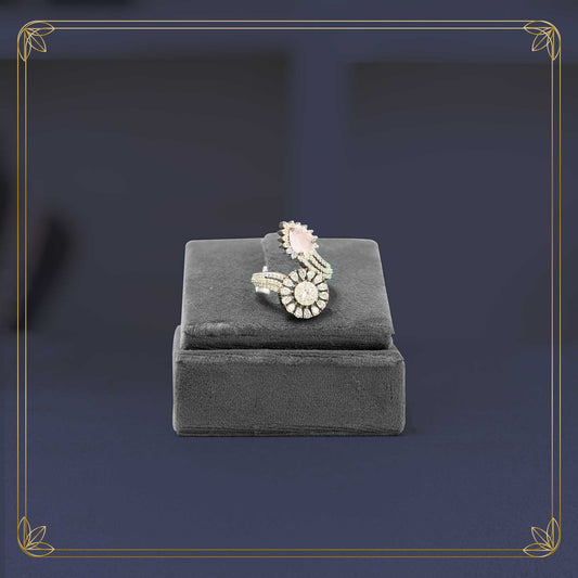 Delicate Blush Halo Ring with Sparkling Accents